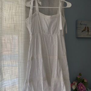 White Eyelet Sundress with Tie Straps
